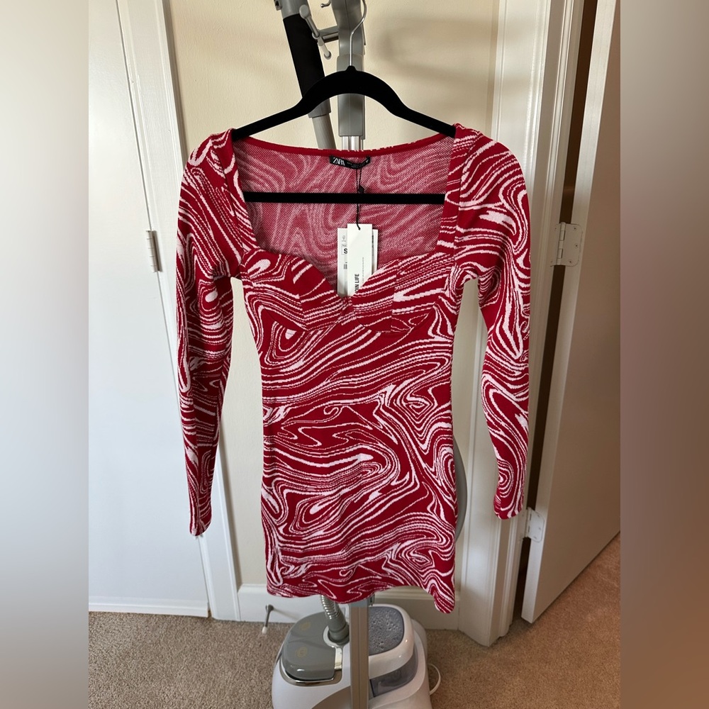 ZARA red knit mini dress
